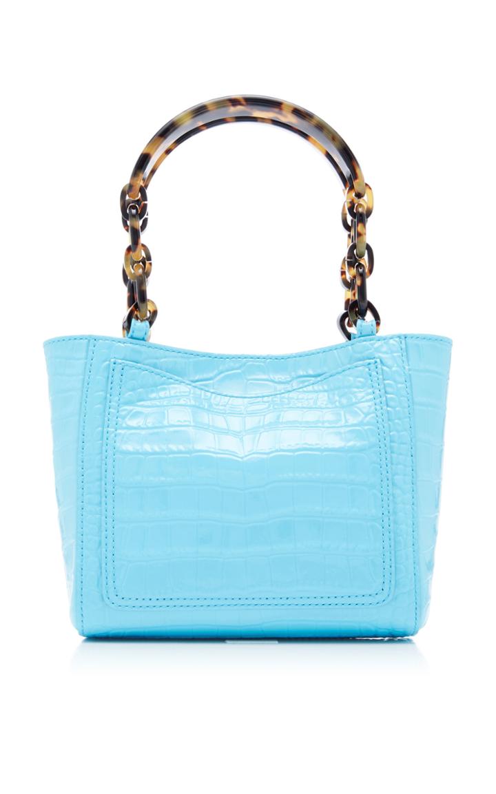 Edie Parker Croc-embossed Patent Micro Tote