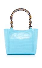 Edie Parker Croc-embossed Patent Micro Tote