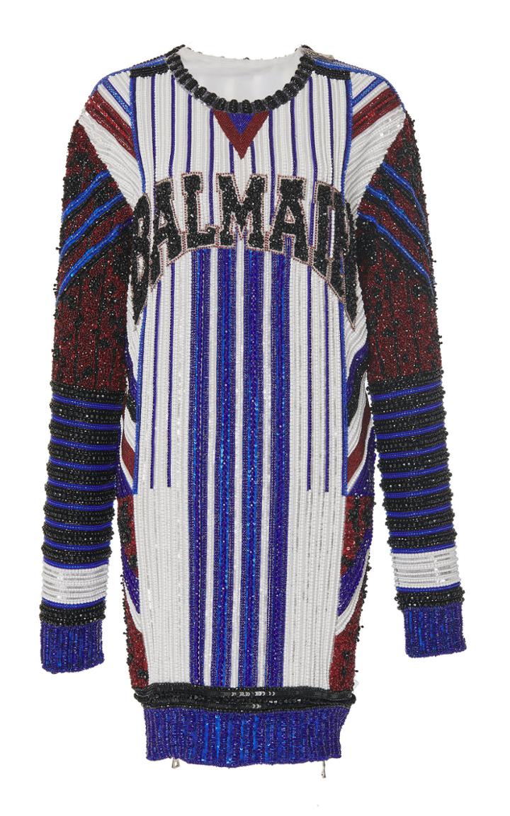 Balmain Embroidered Logo Mini Dress
