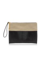 Marni Two-tone Embossed Leather And Canvas Zip Pouch