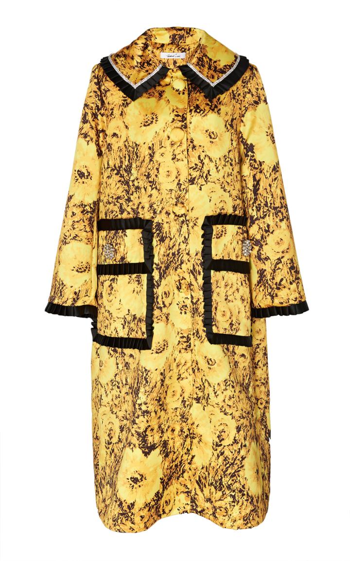 Richard Quinn Sunflower Frill Embellished Duchess Satin Coat