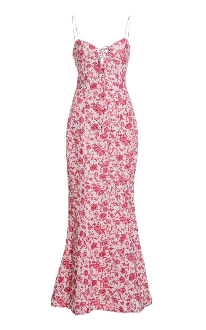 Moda Operandi Significant Other Orchid Floral-print Linen-blend Dress