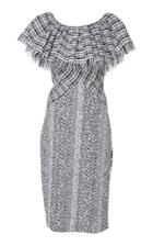 Frederick Anderson Ruffle Collar Tweed Dress