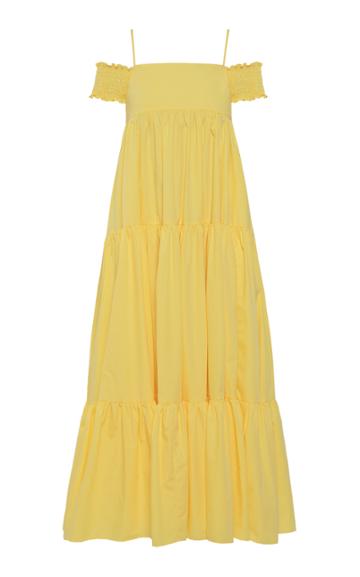 Anna October July Tiered Cotton Cold-shoulder Dress