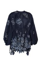 Biyan Skoya Floral-embroidered Silk Blouse