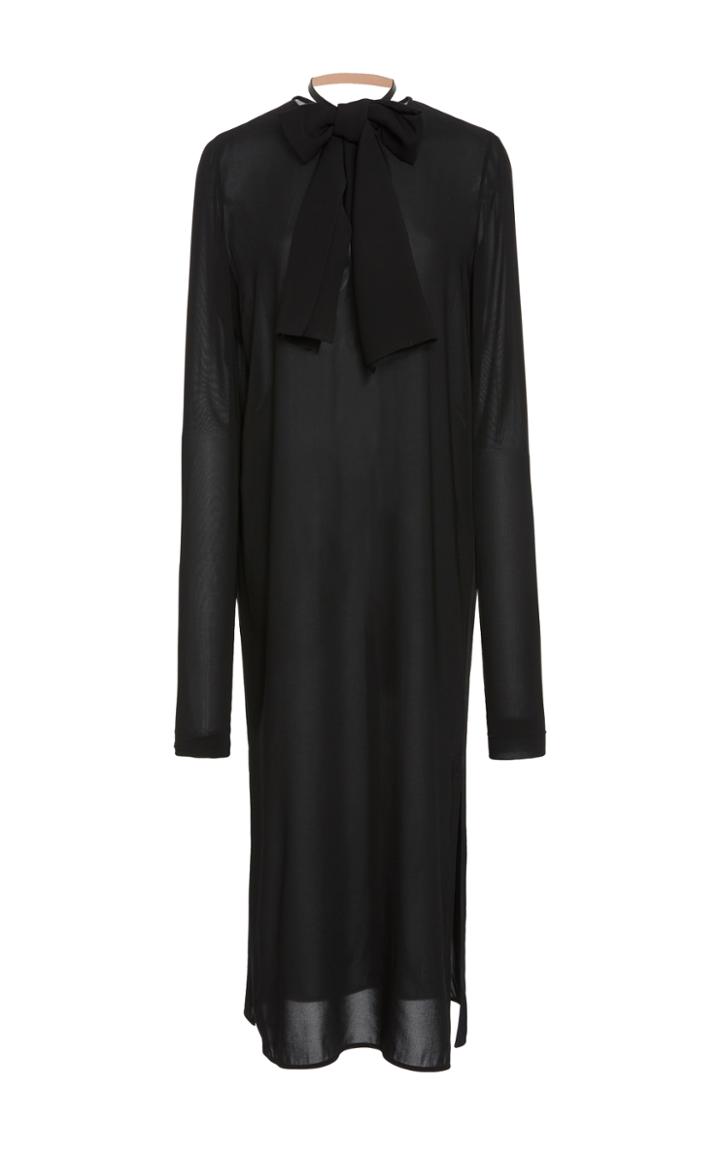 Summa Crew Neck Long Sleeve Dress With Scarf