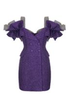 Rasario Lurex Mini Dress With Cut Out Shoulders