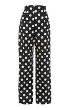 Rebecca De Ravenel High-waisted Polka-dot Silk Twill Cropped Pants