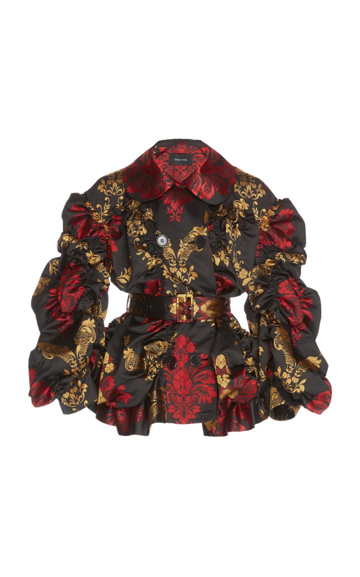 Simone Rocha Belted Ruched Jacquard Jacket