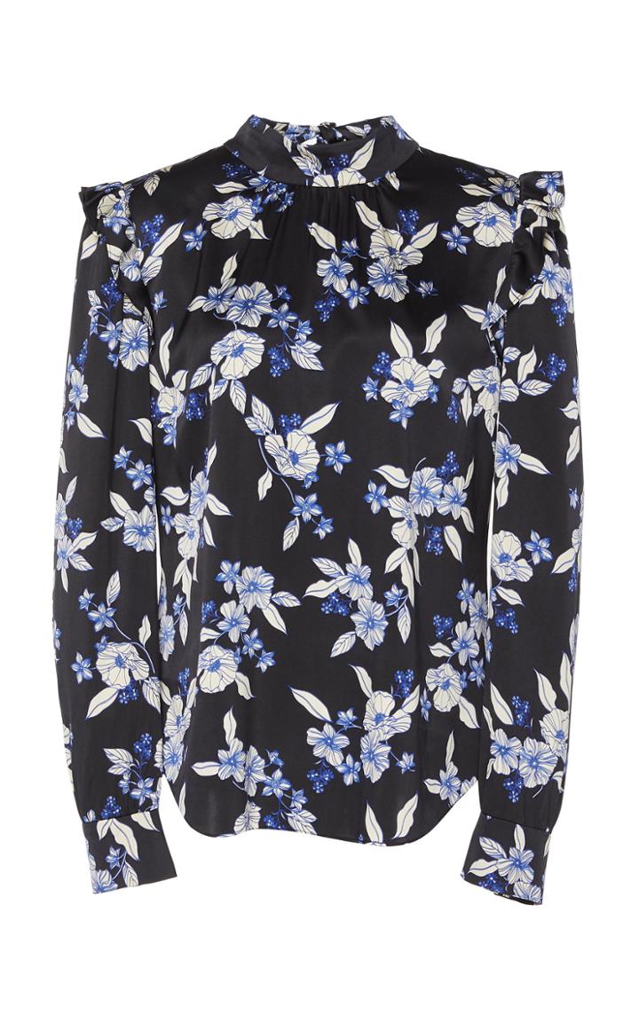 Veronica Beard Carleton Floral-printed Silk-blend Top