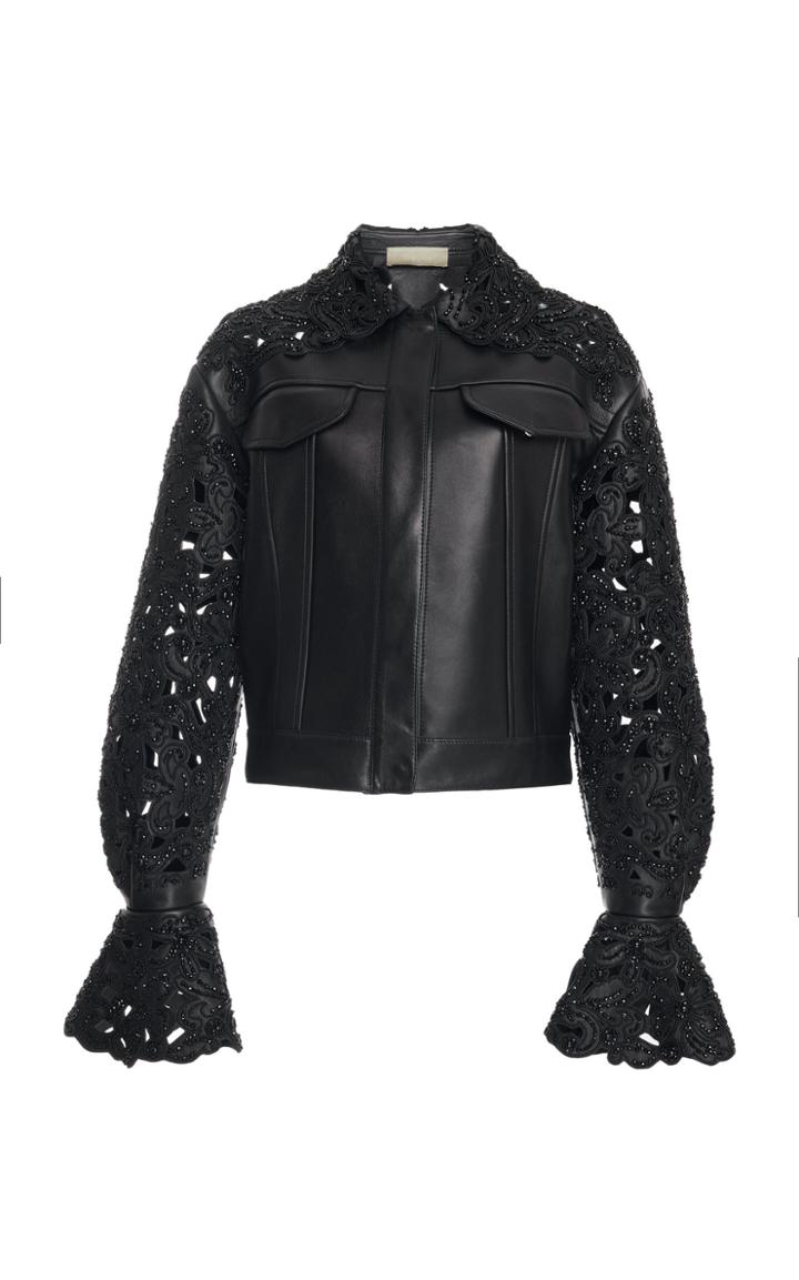 Elie Saab Cropped Leather Jacket