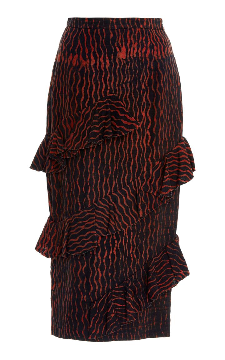 Maki Oh Adire Asymmetrical Frill Skirt