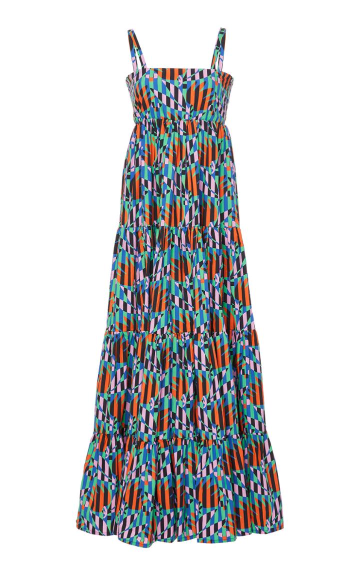 La Doublej Tiered Printed Voile Maxi Dress