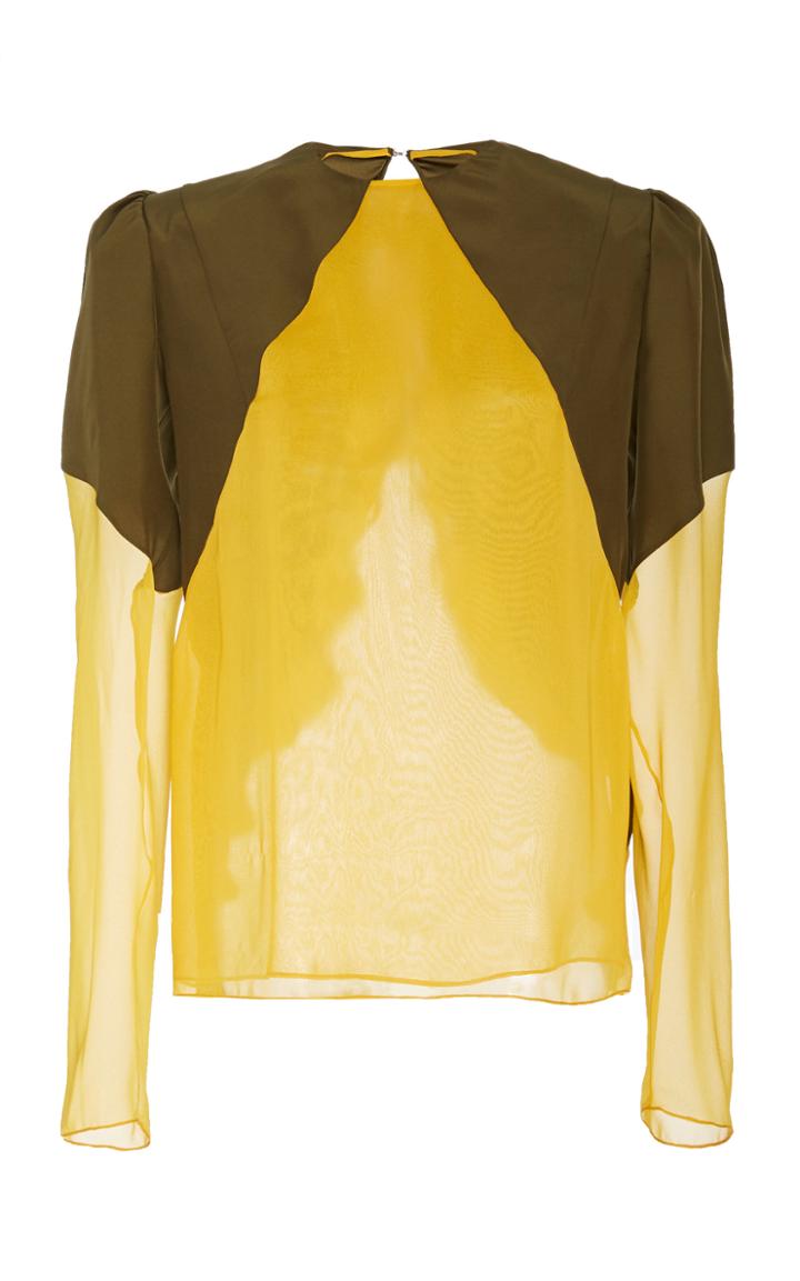 Prabal Gurung Nanpara Ruffle Back Silk Blouse