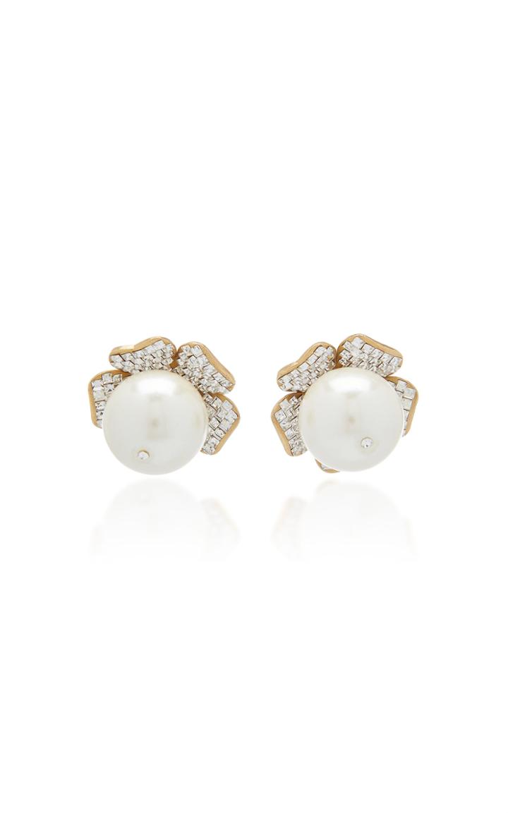 Dolce & Gabbana Gold-tone, Faux-pearl And Crystal Clip Earrings