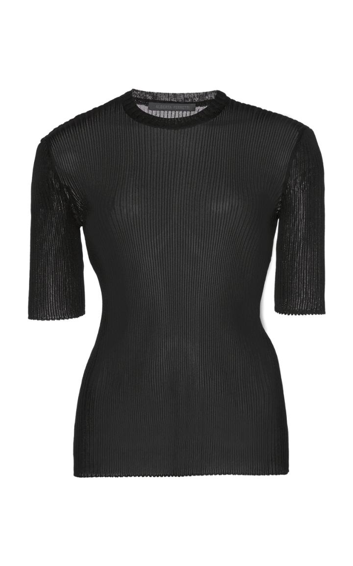 Alberta Ferretti Viscose Blend Ribbed Top