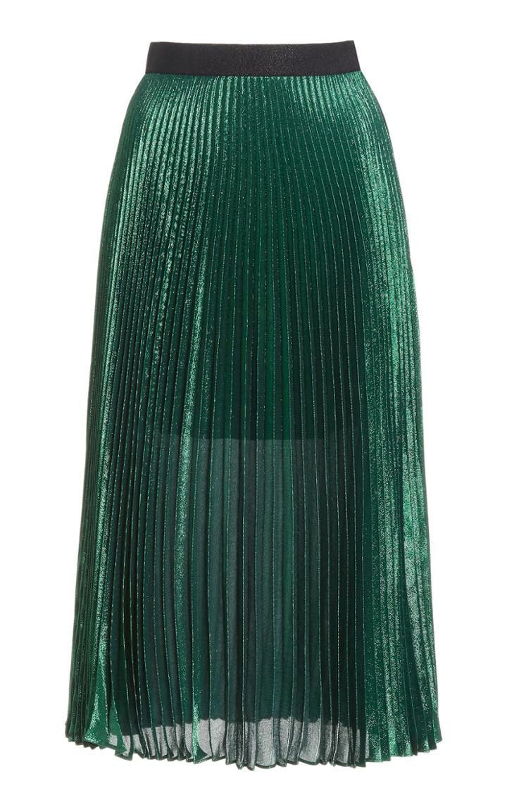 Moda Operandi Semsem Pliss Lam Midi Skirt