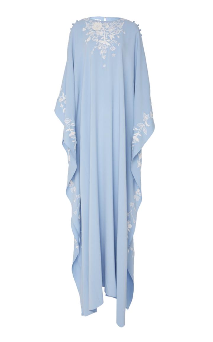 Oscar De La Renta Floral Embroidered Silk Caftan