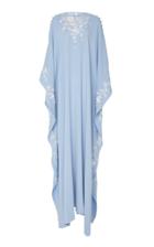 Oscar De La Renta Floral Embroidered Silk Caftan