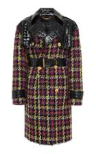 Versace Plaid Wool-blend Belted Coat