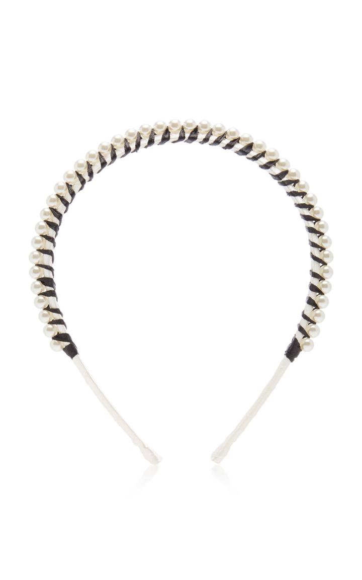 Avenue Amour Alice Faux Pearl-embellished Satin Headband