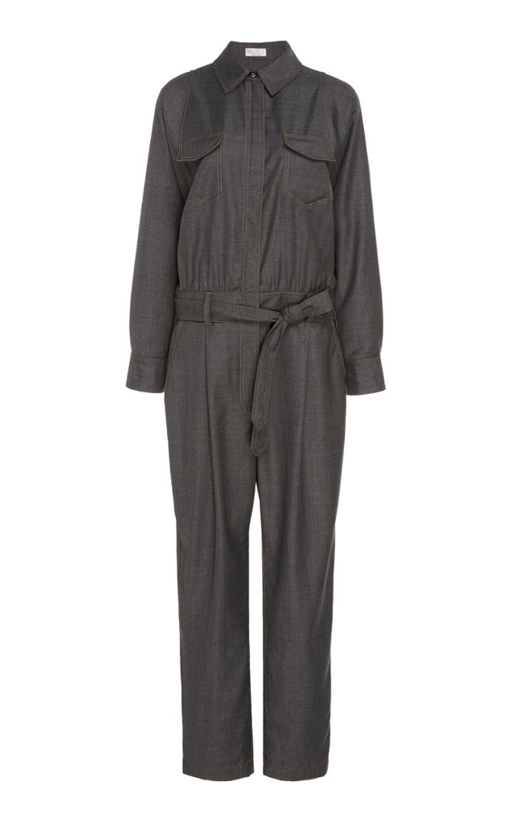 Brunello Cucinelli Belted Wool Jumpsuit