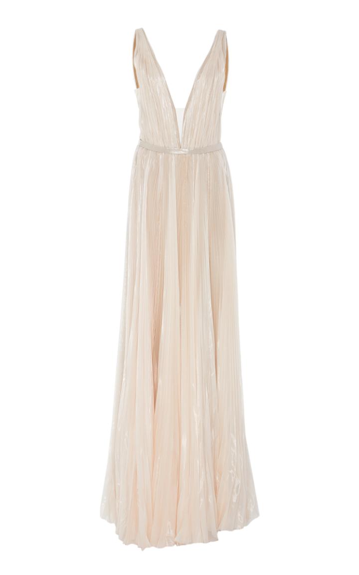 J. Mendel Kaia Metallic Silk-chiffon Gown