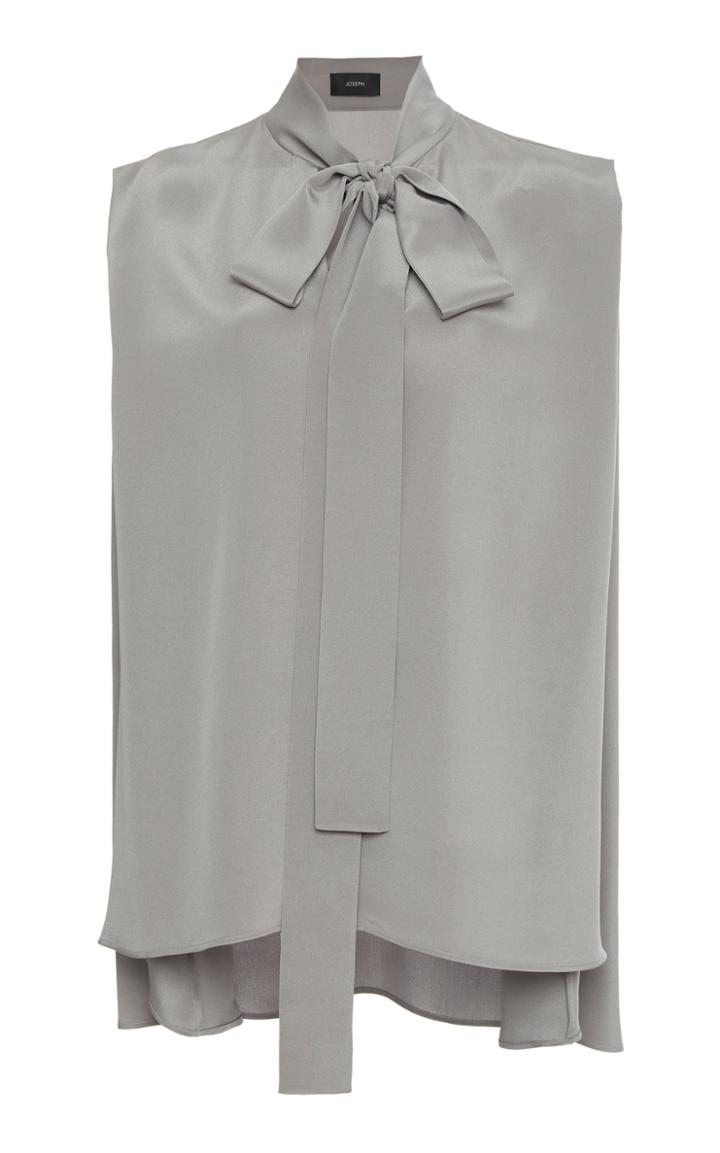 Joseph Batin Oversized Silk Crepe Tie-neck Top
