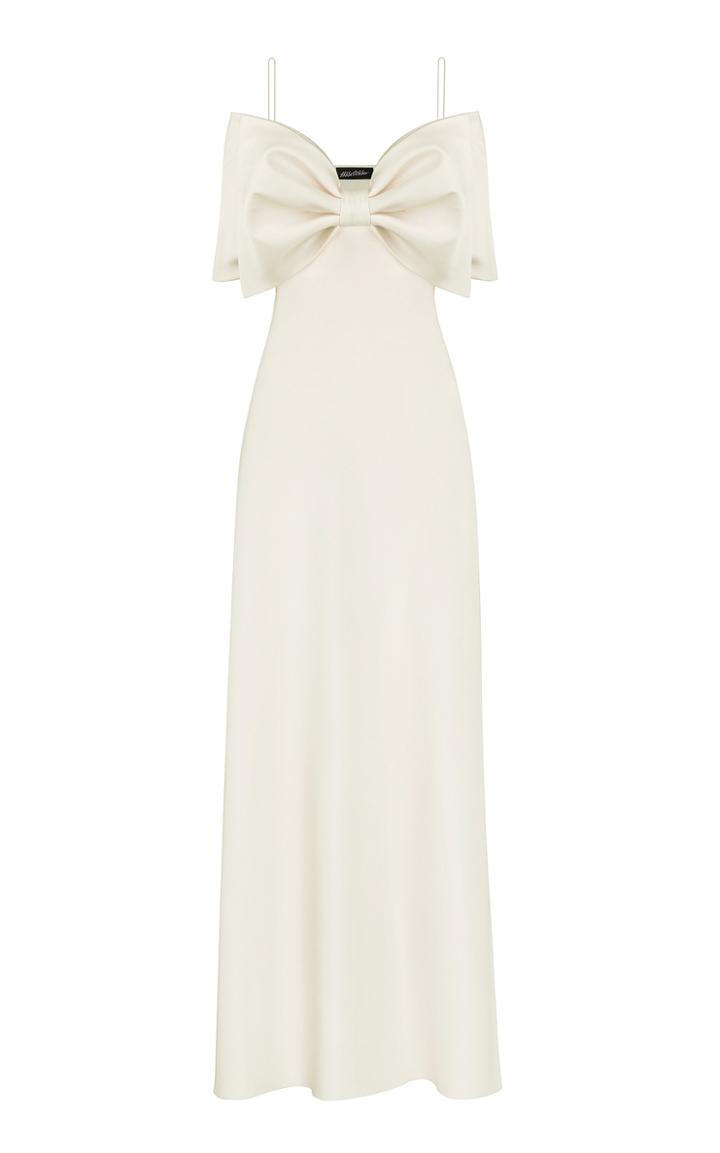 Moda Operandi Anna October Bow-embellished Satin Maxi Dress