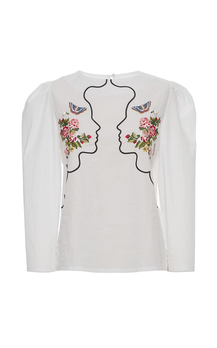 Vivetta Embroidered Vipera Cropped Sleeve Blouse