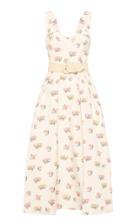 Moda Operandi Rebecca Vallance Hadi Belted Floral Cotton-blend Midi Dress
