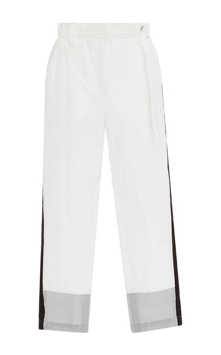 Tome White Combed Cotton Colorblock Skinny Pant