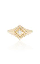 Zoe Chicco 14k Princess And Pave Diamond Signet Ring