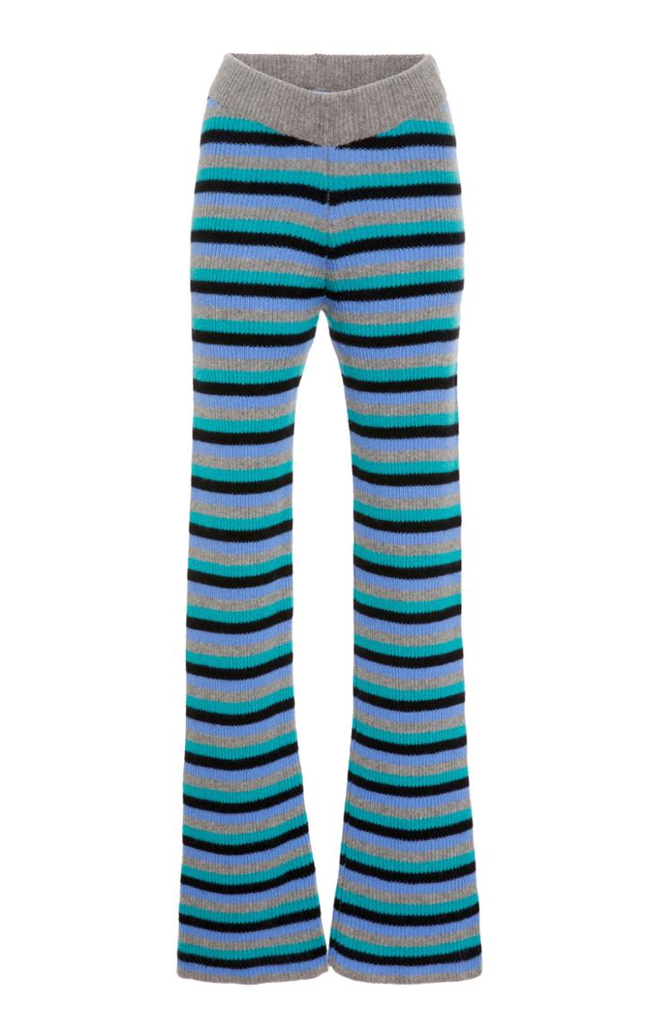 The Elder Statesman M'o Exclusive Ribbed Striped Flared Pant