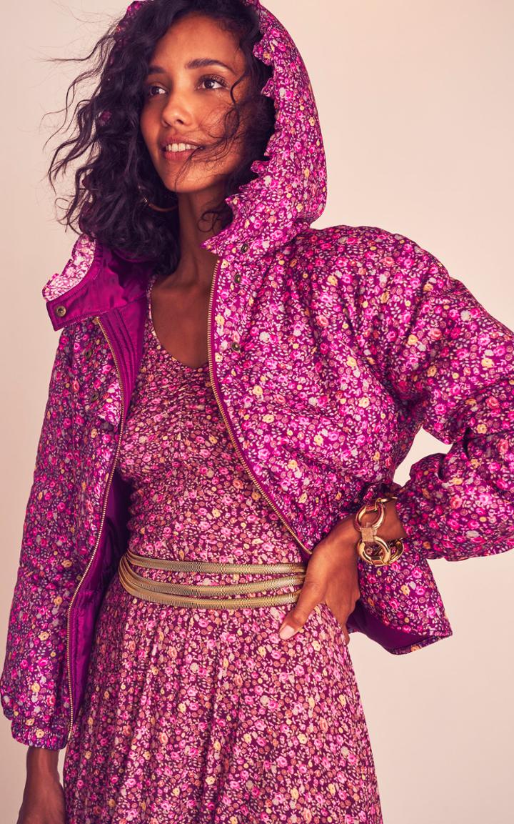 Moda Operandi Loveshackfancy Modena Ruffled Floral Shell Hooded Puffer Jacket