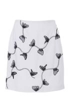 Moda Operandi Burnett New York Floral-embroidered Crepe De Chine Skirt Size: 0