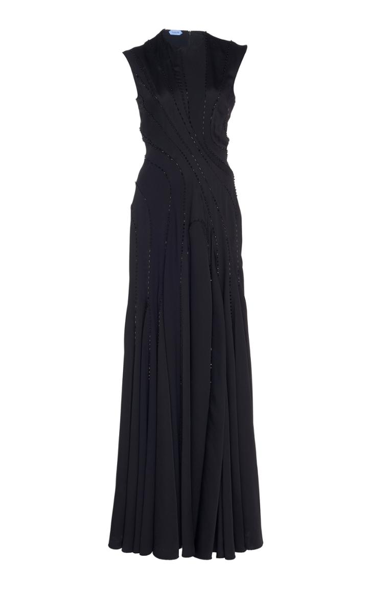 Mugler Satin Embellished Maxi Dress