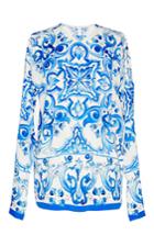 Dolce & Gabbana Long Sleeve Pullover Mallorca Print Blouse