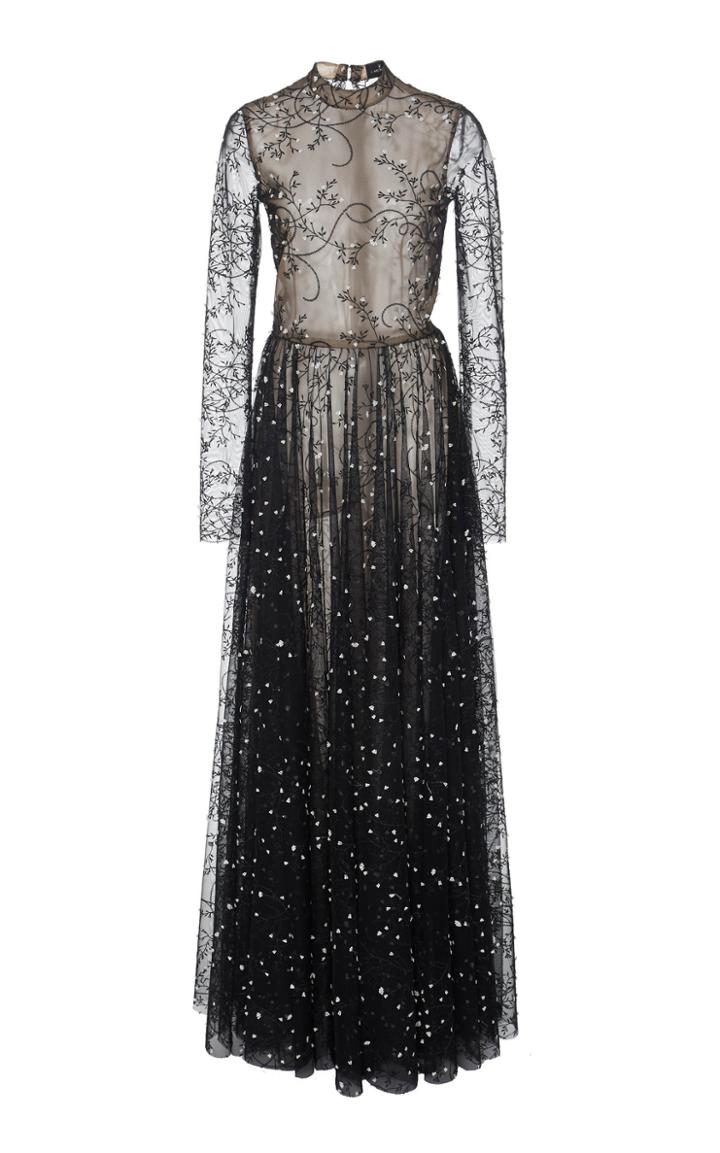 J. Mendel Long Sleeve Tulle Gown