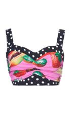 Moda Operandi Dolce & Gabbana Polka-dot Trimmed Charmeuse Cropped Top Size: 36