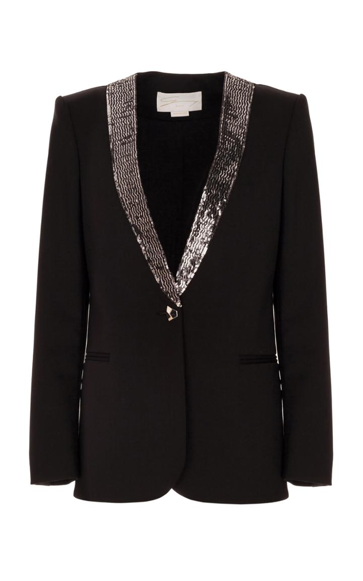 Genny Sparkle Lapel Black Blazer