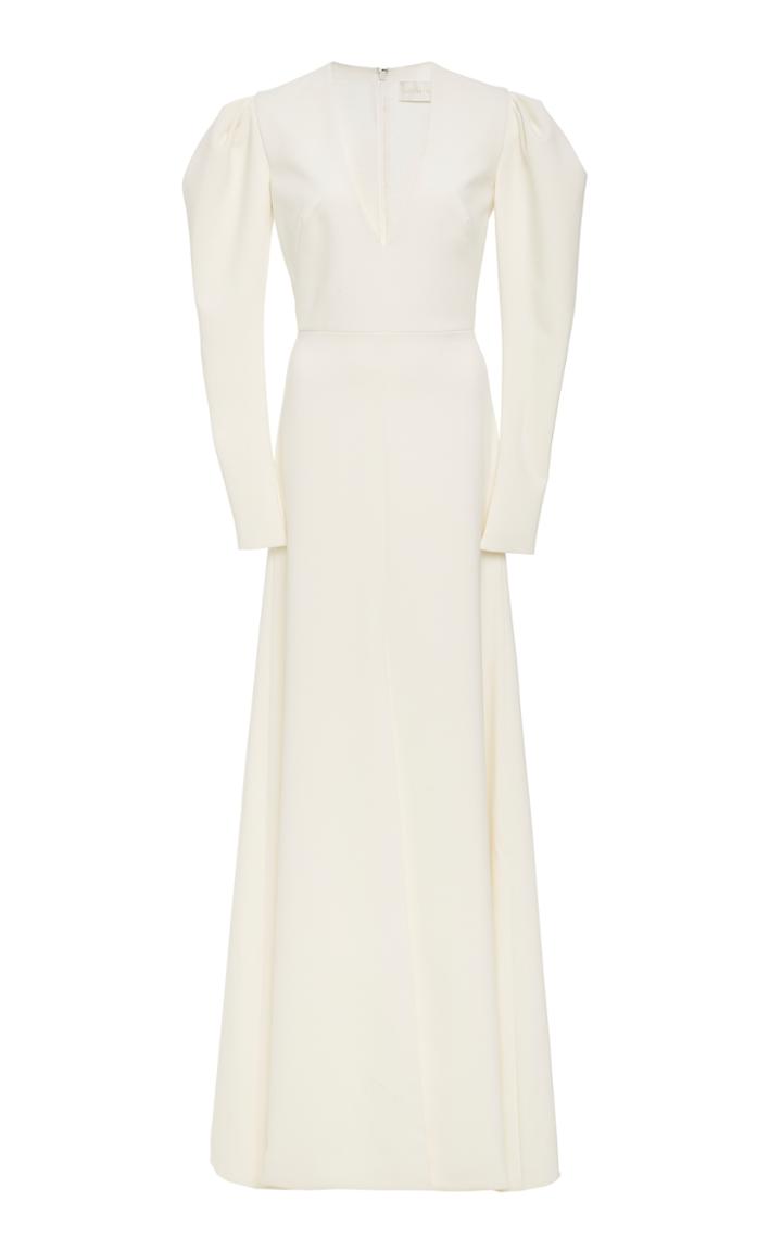 Christian Siriano Textured Crepe Long Sleeve Gown