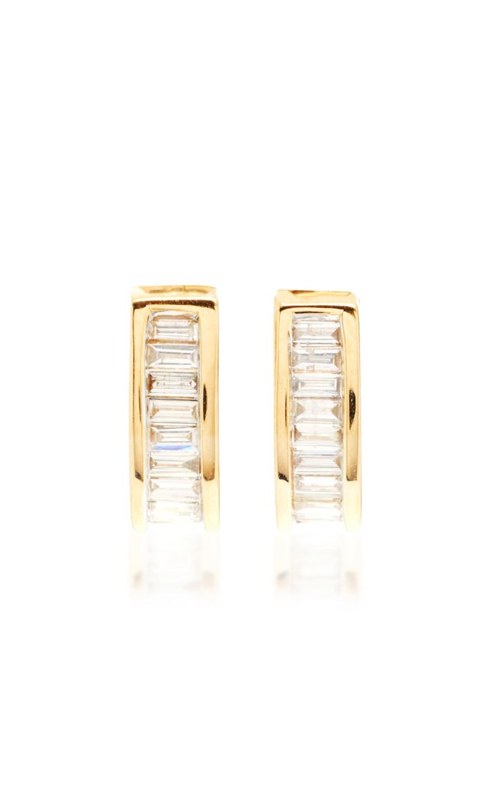 Adina Reyter Large Heirloom 14k Yellow Gold Diamond Hoop Earrings