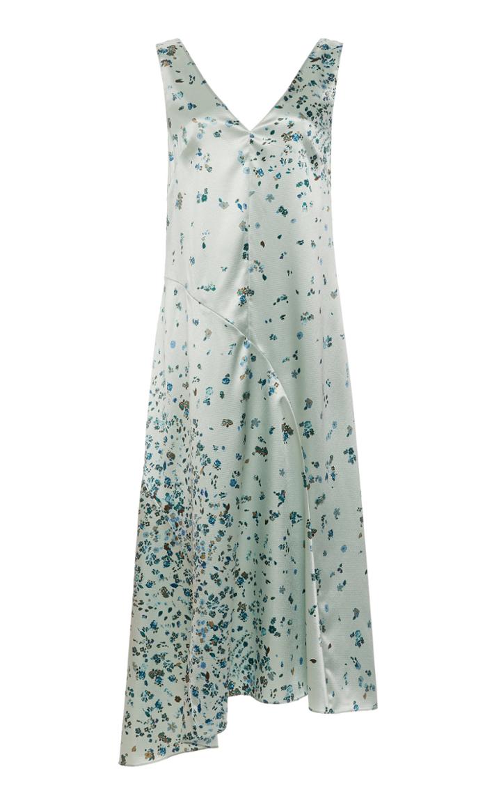 Moda Operandi Vince Asymmetric Floral Crepe De Chine Maxi Dress Size: Xxs