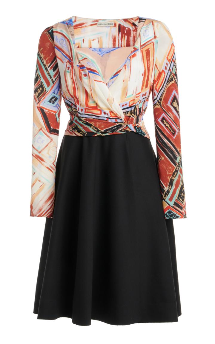 Moda Operandi Alexandre Blanc Long Sleeved Printed Silk Dress