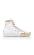 Prada Colorblocked Gabardine High Top Sneakers