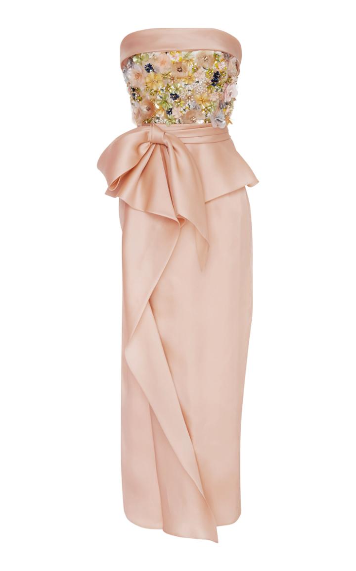 Marchesa Sequin Embroidered Tea Length Dress