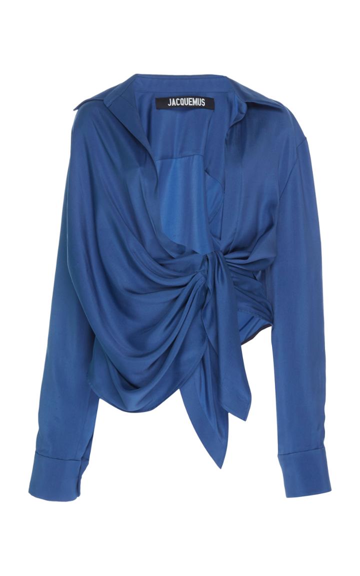 Jacquemus Collared Tie-front Cropped Top