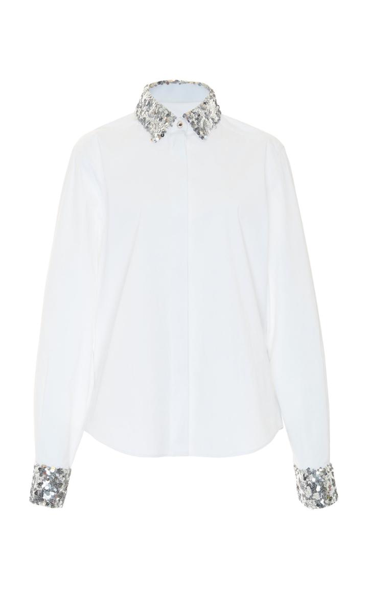 Dolce & Gabbana Button-up Sequined Poplin Shirt