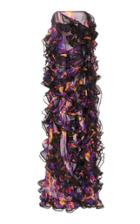 Mary Katrantzou Ruffled Flame Print Silk Georgette Dress